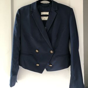 Abercrombie and Fitch Cropped Blazer Navy